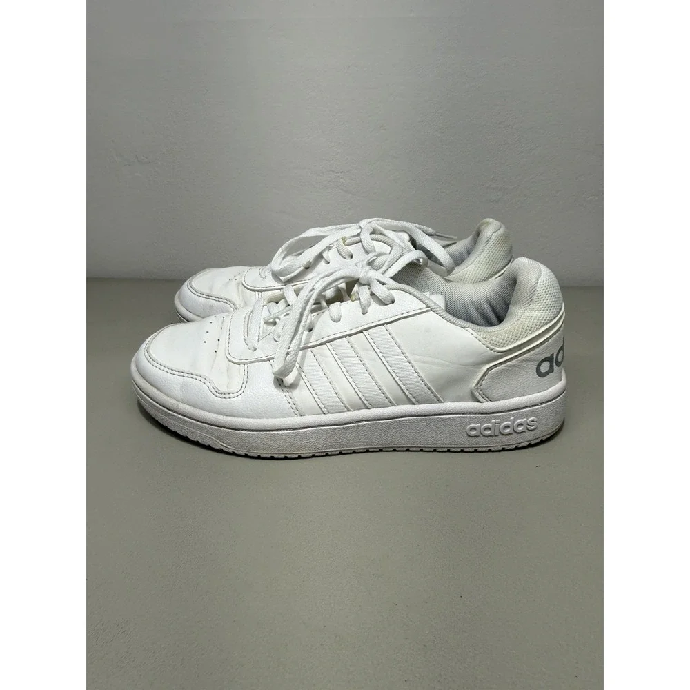 Adidas Hoops 2.0 Women Low Top Sneakers White Leather Athletic Shoes Sz 7